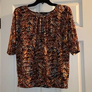 Notations Printed 3/4 Sleeve Blouse